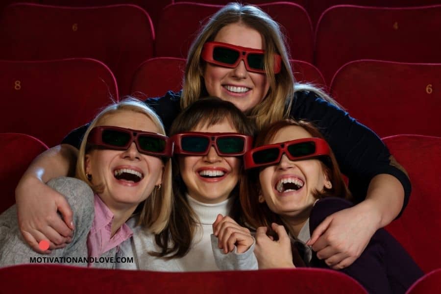For a picture of at the cinema with friends: "hangout"