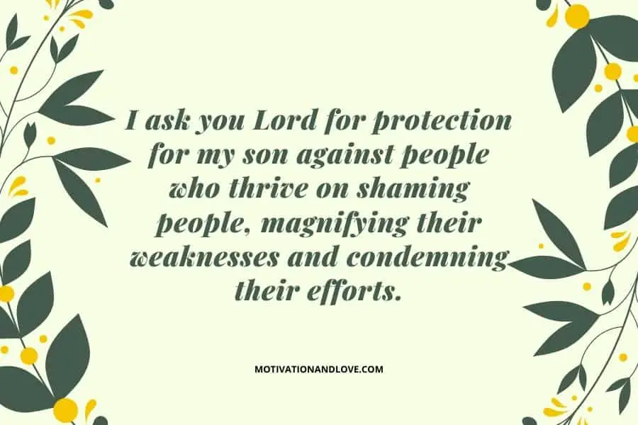 Samples of Prayer for Son Protection