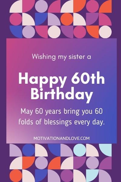 Happy 60th Birthday Wishes for Sister